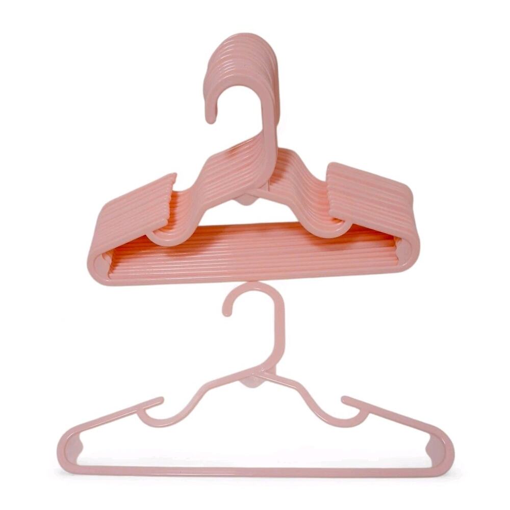15 Pk Pink Petite 11" Plastic Clothes Hangers Youth Child Girl Baby Infant Small